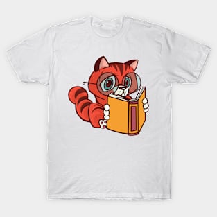 Funny Book Worm Cat T-Shirt